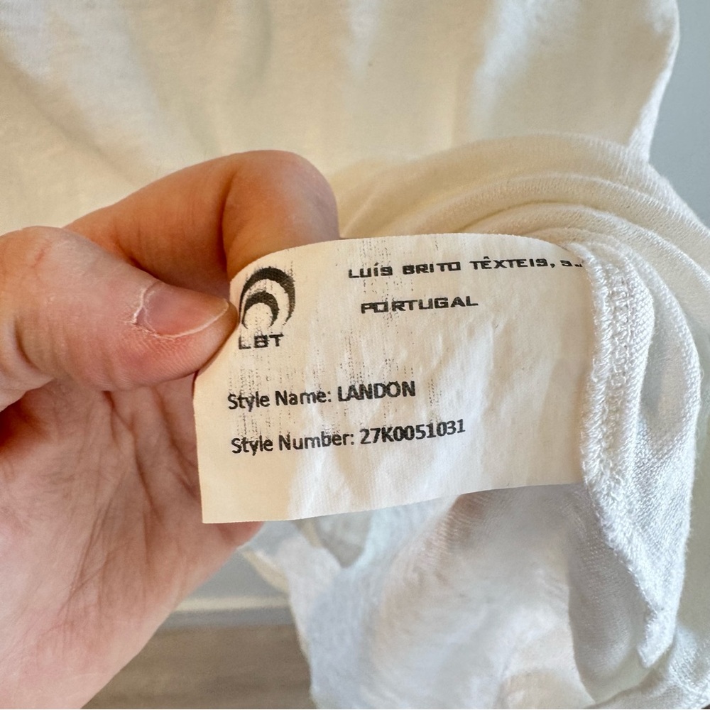BLDWN‎ Landon Linen Long Sleeve Tee Optic White Solar Flare Small - Picture 4 of 6